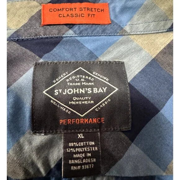 Men's Blue | Black Plaid Shirt Size XL - Picture 2 of 4